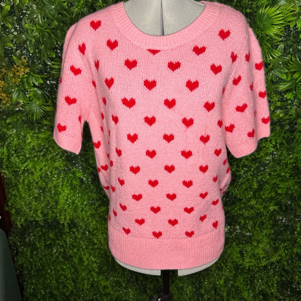 CeCe Pink Sweater with Red Heart Design
